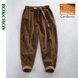 Autumn New 100% Cotton Corduroy Pants Men Clothing Casual Cargo Men Zipper Joggers Men Trousers AC02