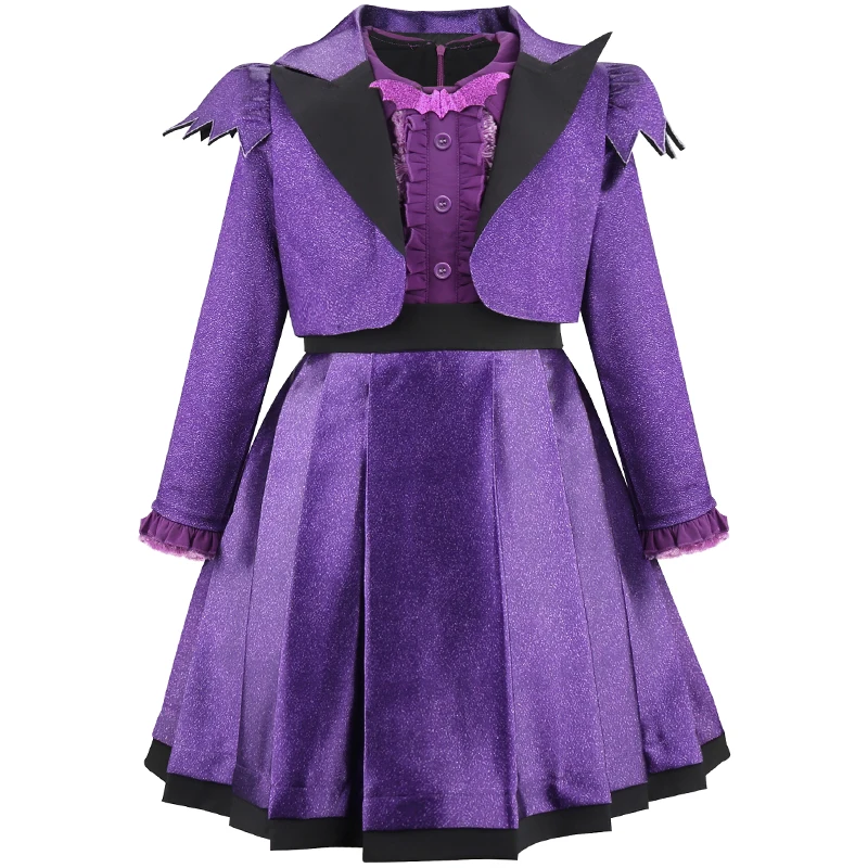 Abrigo morado para niñas de 4 a 12 años + vestido setc, disfraces de vampiro para niños, disfraz de cosplay de vampiro para Halloween, fiesta de terror de Carnaval S