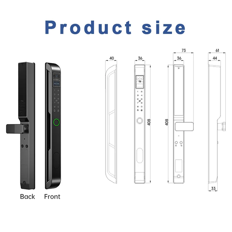 Glomarket Slim Waterproof Intelligent Face Digital Locks Fingerprint Password Tuya Wifi Smart Door Lock - view 6