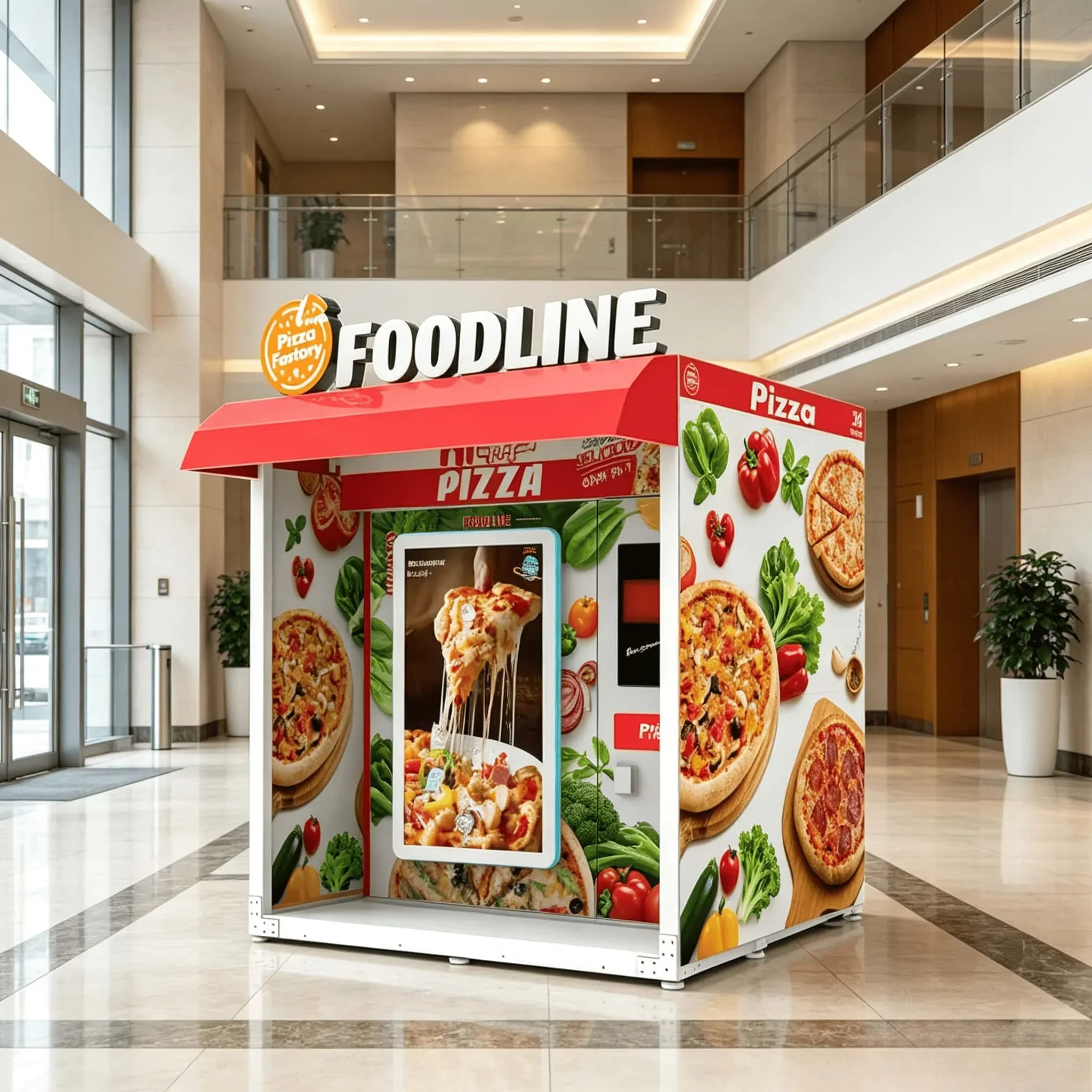 Unattended Hot Food Pizza Vending Machine Anti‑scald Pickup Window With Quick Heating Module For Gas Station Rest Service Area