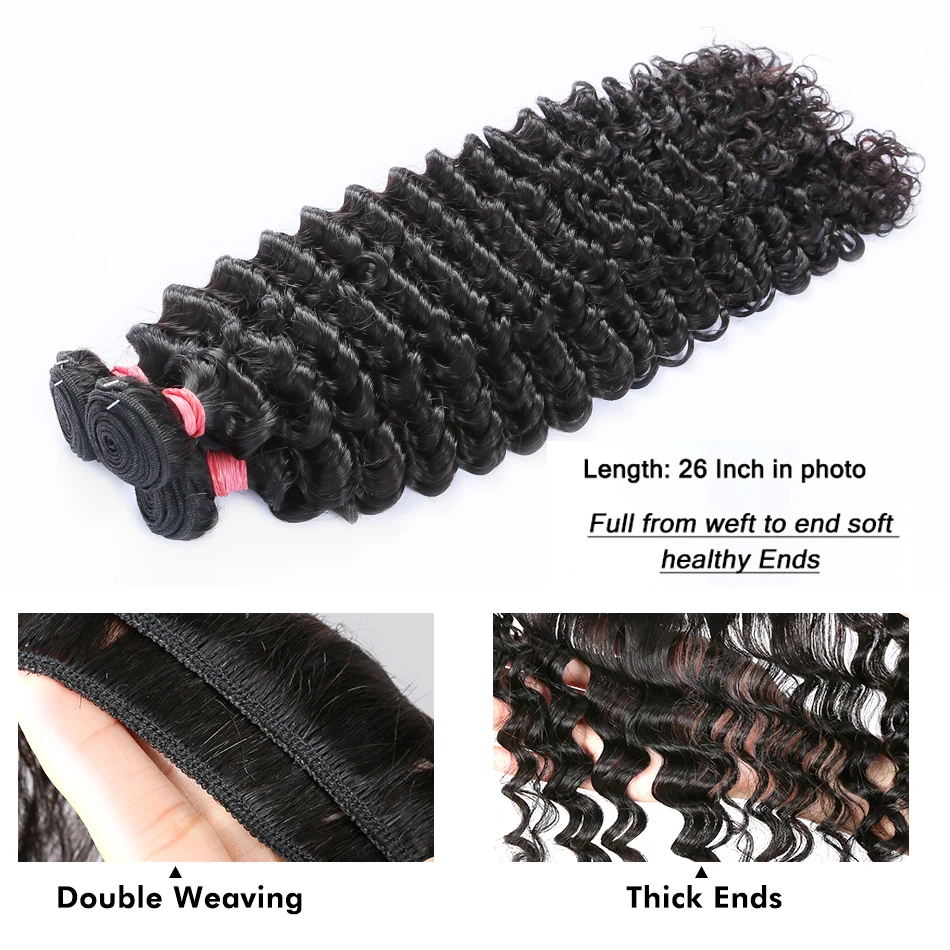 30 32 40 Inch Curly Human Hair Bundles Remy Hair Loose Deep Wave Remy Hair Weave Bundle Raw Virgin Hair Extensions Brazilian