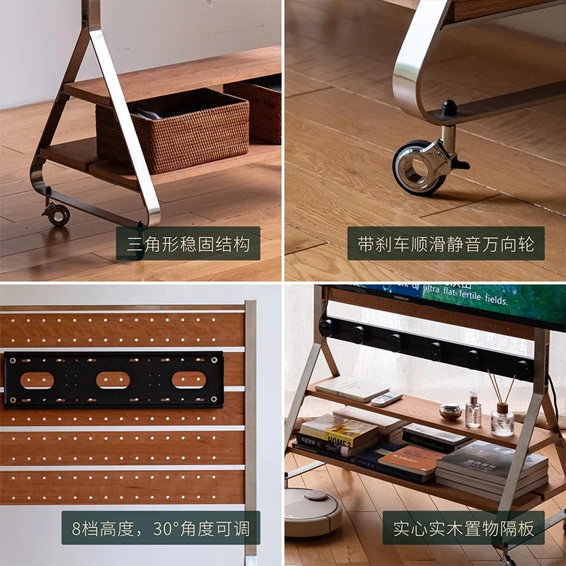 جميع أجهزة التلفاز المحمولة قوس الفولاذ المقاوم للصدأ شقة صغيرة غرفة المعيشة غرفة نوم رصد الطابق شماعات الخشب الصلب #3