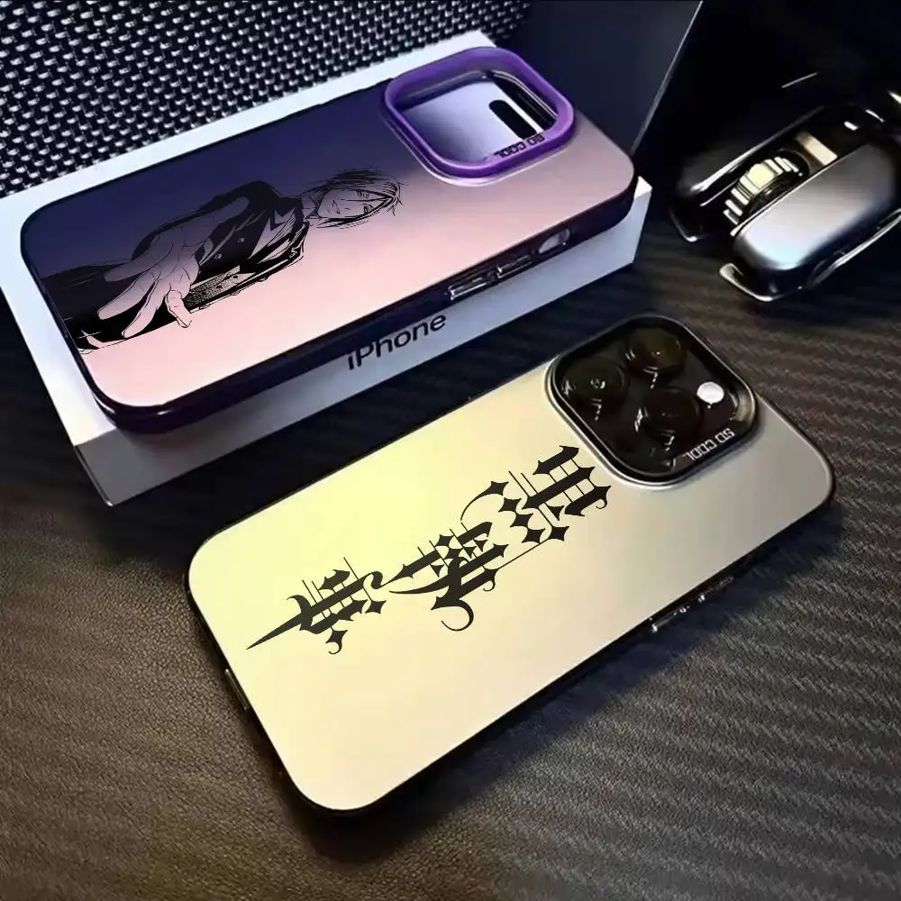 Capa de Celular Sebastian Michaelis Black Butler para iPhone 17, 16, 15, 14, 13, 12, 11, Mini, Pro, E, MAX - Capa Branca Fosca Candy