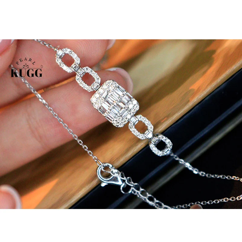 KUGG 100% 18K White Gold Bracelet Fashion INS Style 0.55carat Real Natural Diamond Bracelet for Women High Anniversary Gift