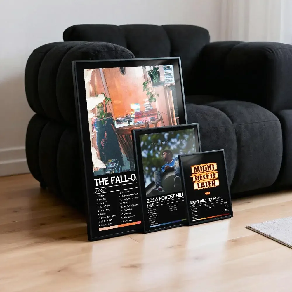 Poster Peelable Self-Adhesive Album Cover Poster Stickers, Frameless Wall Art for Singer Rap Bedroom J C-Cole The Fall-Off