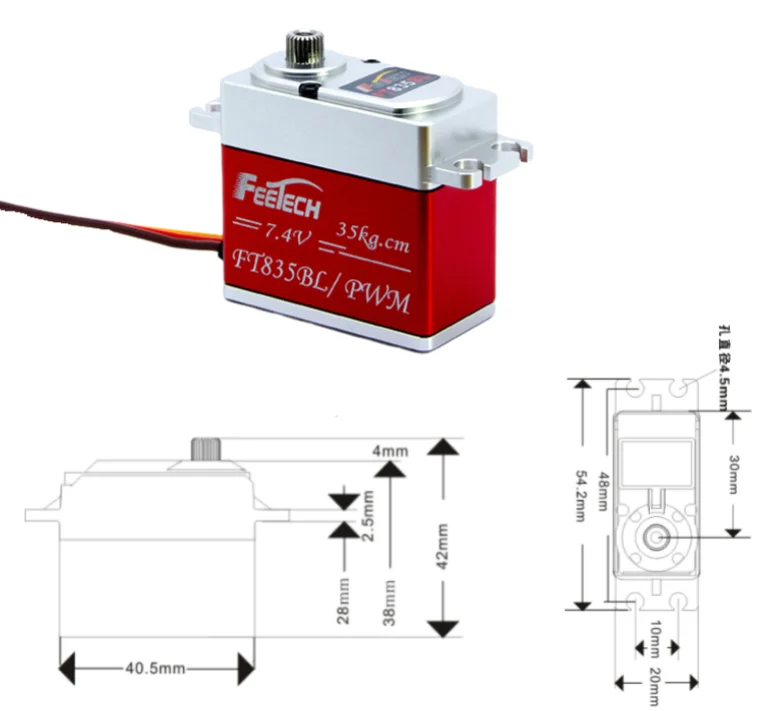 Servo digital de metal, 35kg, alto torque, sem escova, ft835bl, para carro 1/8 1/10 rc, helicóptero baja, motor de acelerador robótico