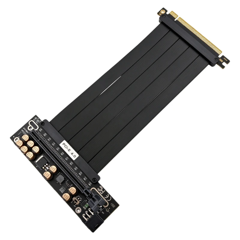20cm PCIe4.0 x16 Riser Cable Gen4 90 Degree GPU Extension Cord High Speed Vertical Mount Graphics Card Adapter Cable for PC Case