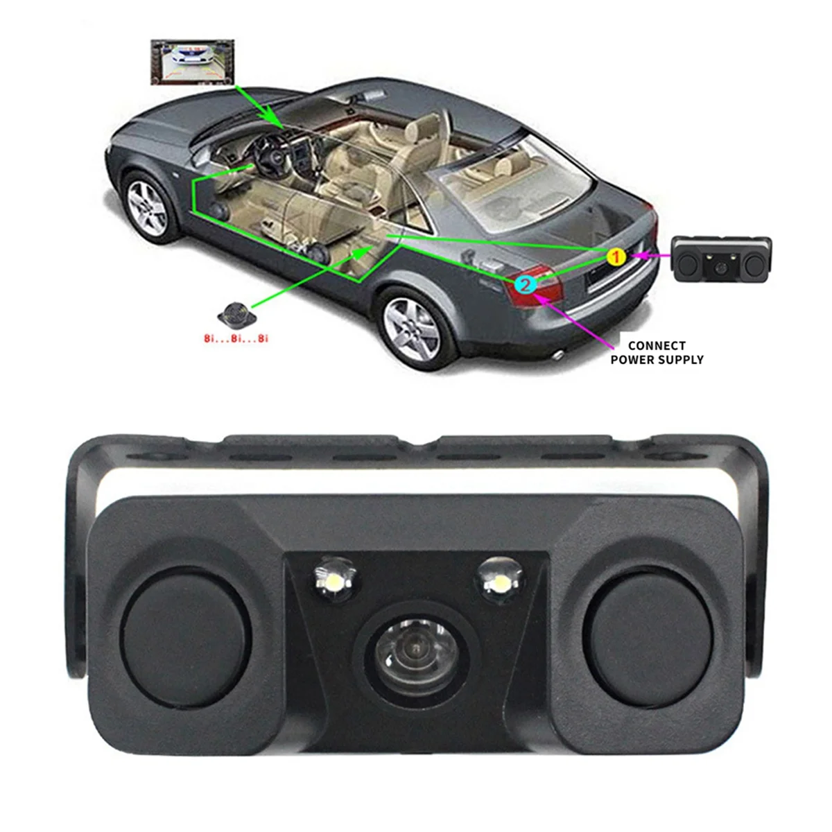 

Upgraded Car Parking Sensor 3IN1 Night Vision 2 Radar Detector Sensors Alarm