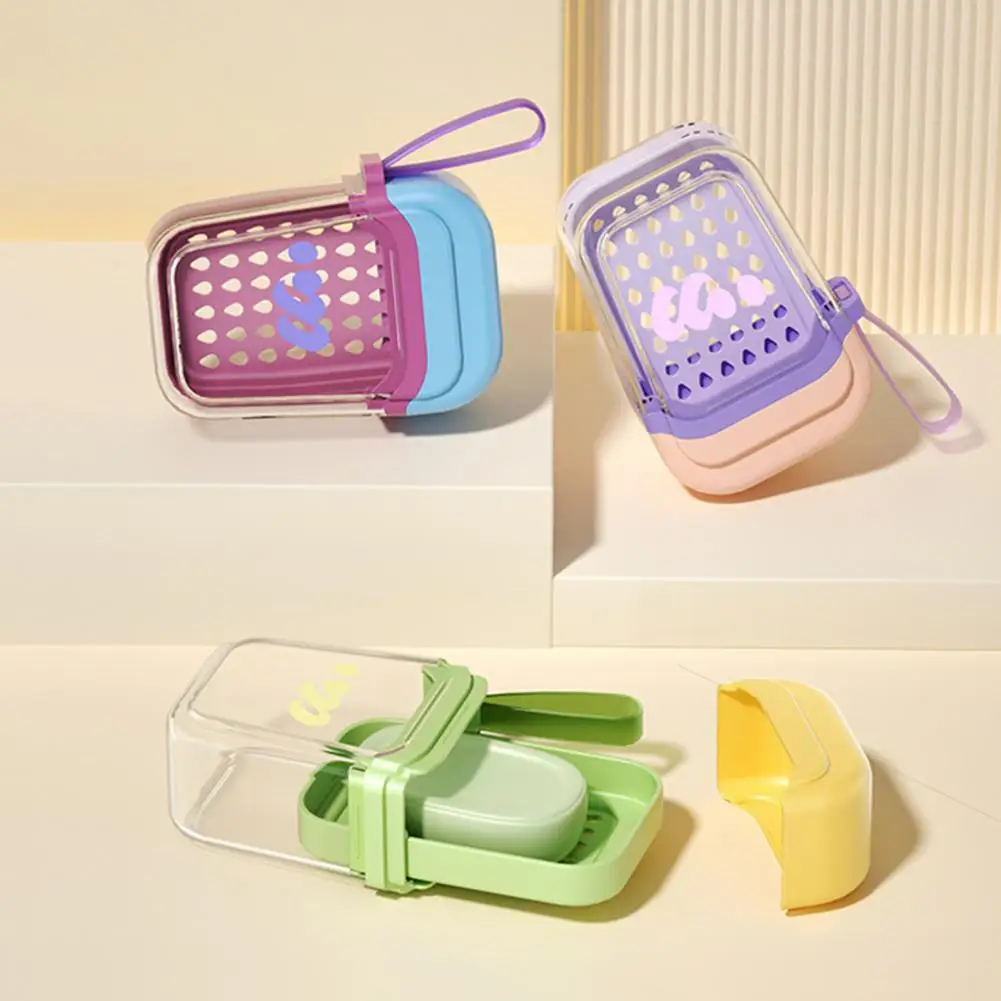 Durable Soap Box Soap Box with Sealed Closure Quick-lock Lid Double Layer Draining Tray Soap Container Lightweight Bathroom
