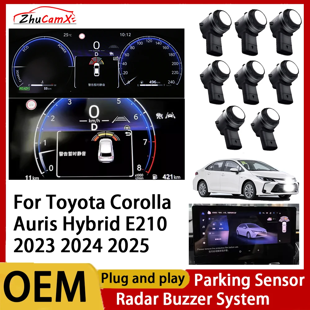 ZhuCamX Front Rear Parking Sensor Assistance Backup Radar Buzzer System for Toyota Corolla Auris Hybrid E210 2023 2024 2025