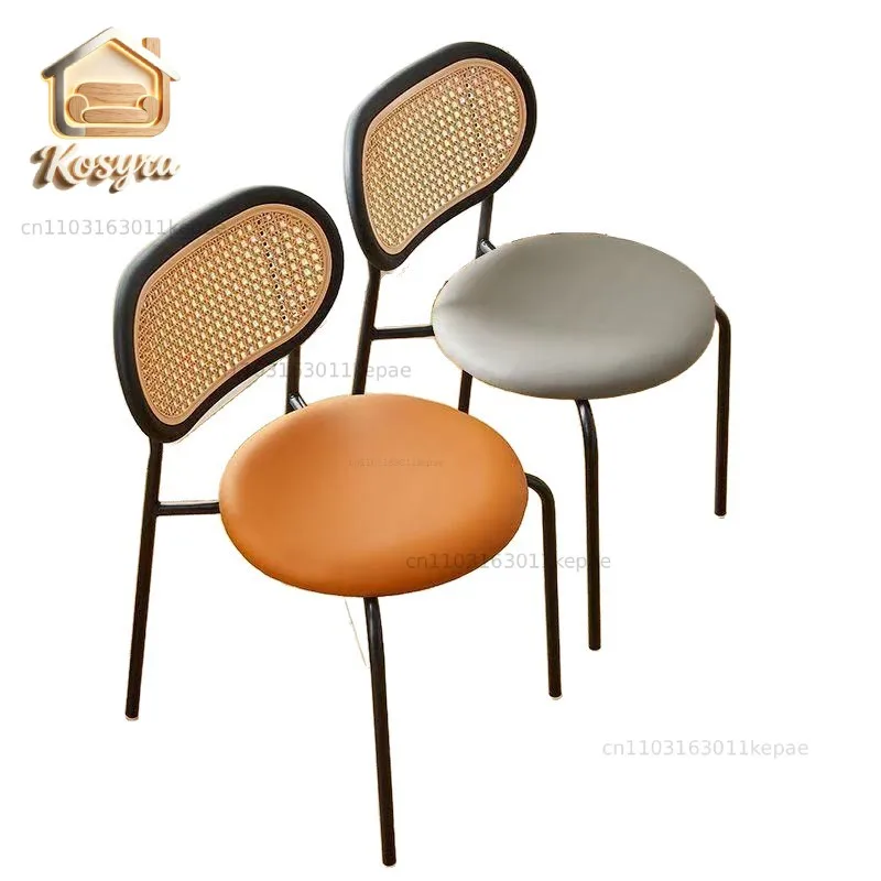 Nordic cream Internet celebrities ins home medieval imitation rattan chair simple balcony casual back chair retro dining chair