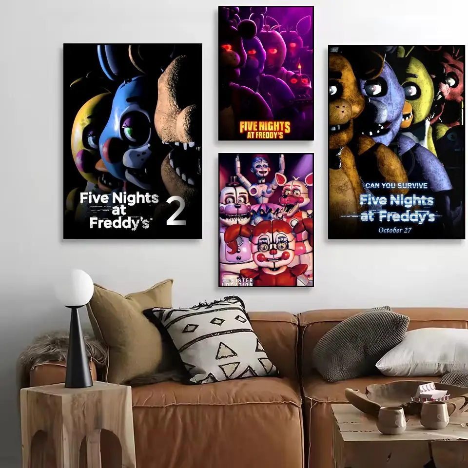 Classic F_Five N_Nights at F_Freddy's Poster Decorative Wall Art Stickers Mural Photo Print for Home Living Room Hallway Decor
