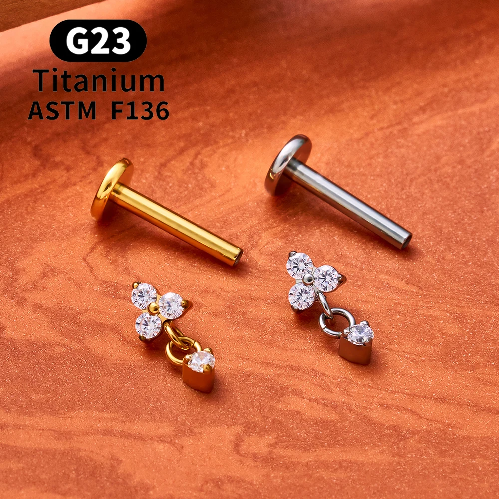 ASTM F136 Titan 16G CZ Drapierkette Flacher Ohrstecker Blumen-Knorpel-Ohrring Labret Lippen-Ohrloch-Tragus-Helix-Piercing-Schmuck – Detail 6