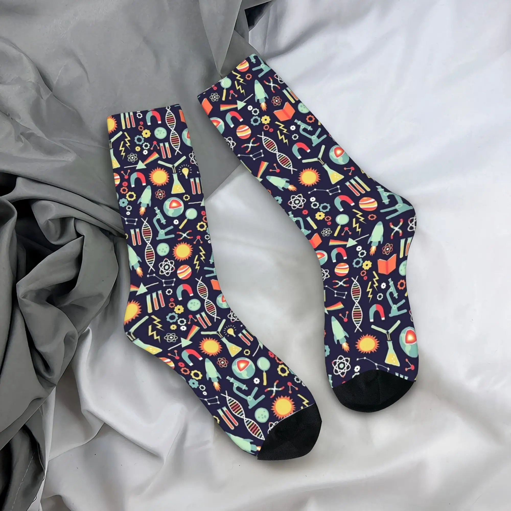 Science Studies Socks  Non Slip Stockings Men Medium Soft Climbing Socks Winter Novelty Printed Socks