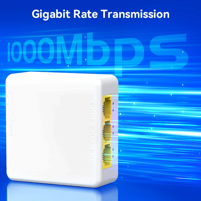 HORACO 4 Port Gigabit POE Extender 1000M Network Switch Repeater IEEE802.3af/at Plug&Play for PoE Switch NVR IP Camera AP