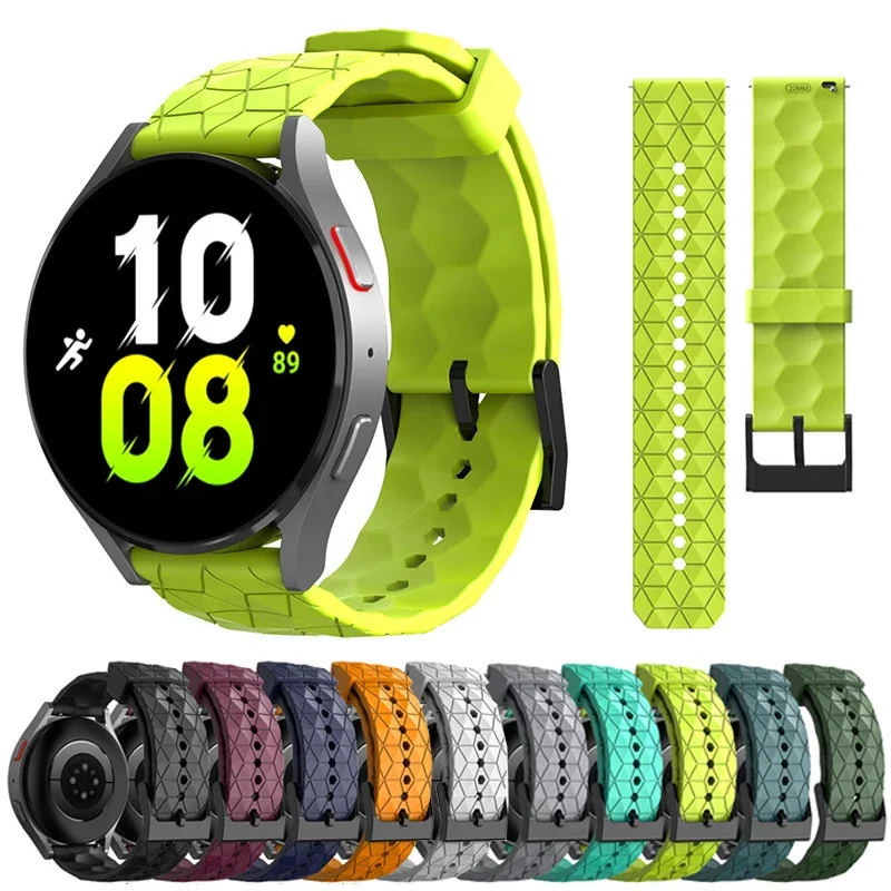 20mm 22mm Silicone Strap for Samsung Galaxy Watch 5 Pro 4 Classic Gear 3 40mm 42mm 46mm Football Pattern Sport Band Huawei GT2/3