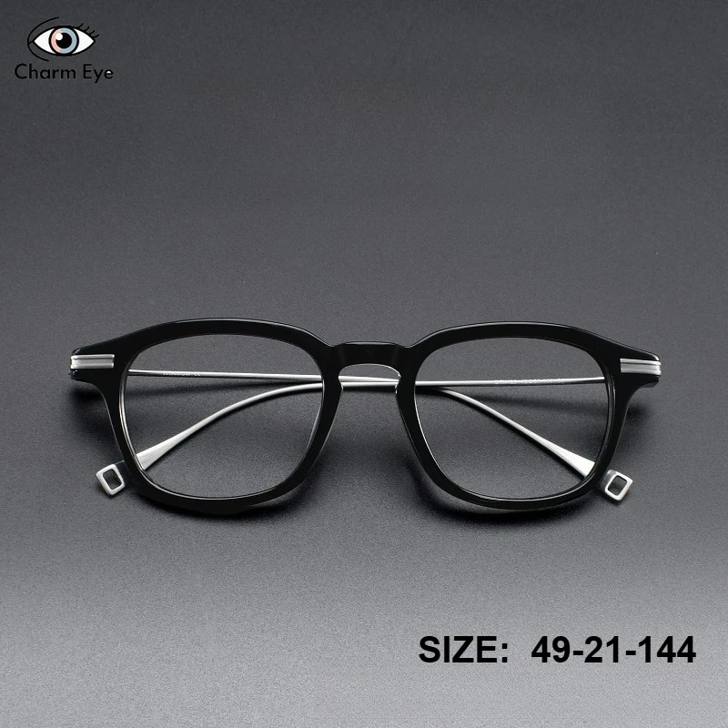 

Квадратные мужские очки: Новая оправа из ацетата и чистого титана, высококачественные очки для широкого лица, женские, для близорукости, чтения, работы за компьютером, офиса, 2026