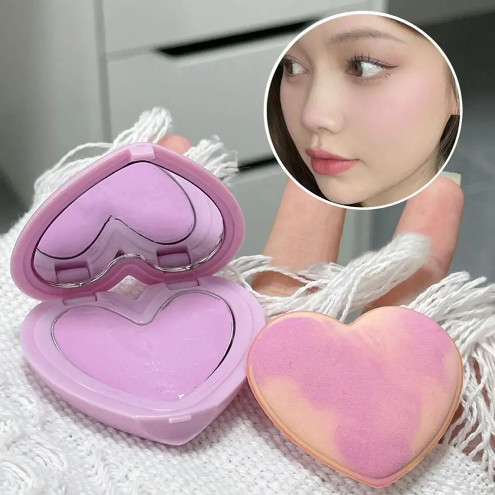 1 Stuks Liefde Hart Vorm Blush Crème Monochroom Gladde Modder Blusher Palet Natuurlijke Matte Roze Paars Oranje Gezicht Rouge 3 Kleuren