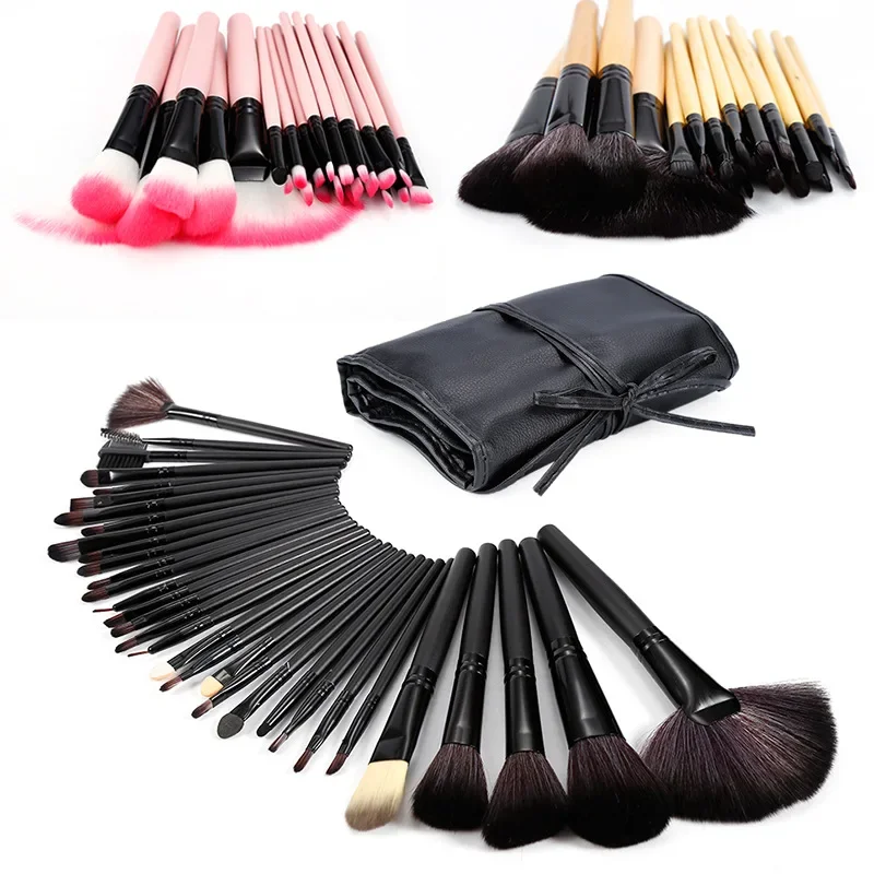 32 pcs Cosmetics Brushes Foundation Powder Eyeshadow Lip Blush Brushes Make Up Tool Travel Kit Professional Brushes Beginner