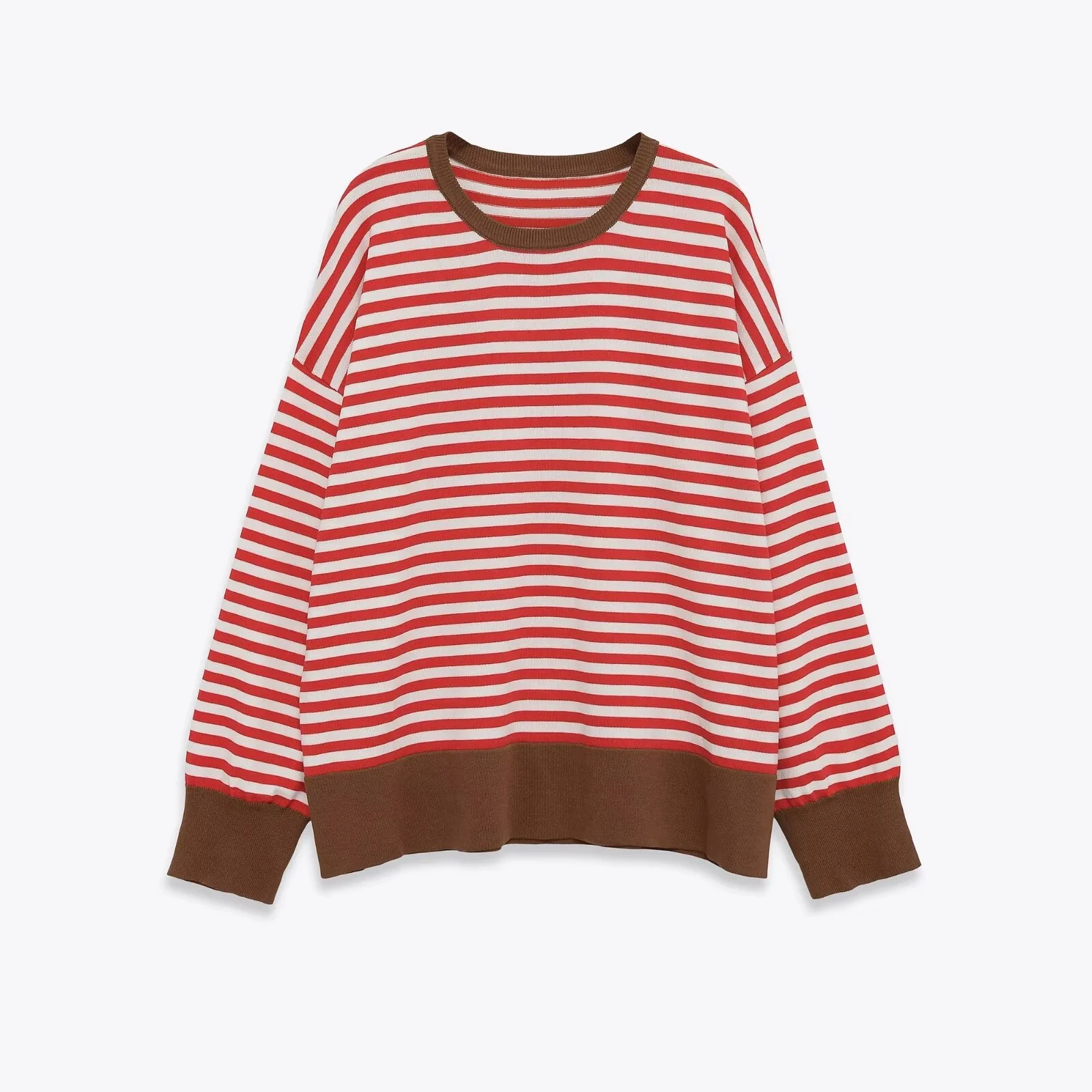 

Women's Oversize Style Striped Sweater Female Autumn Winter Casual Contrast Color Long Sleeve O-Neck Pullover Tops Streetwear