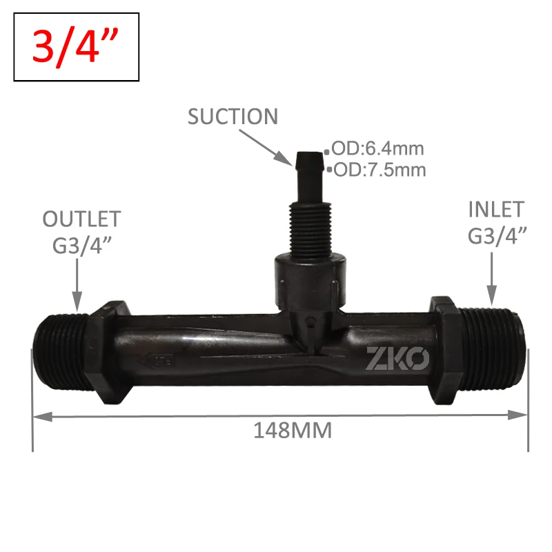 3/4 inch PVDF Venturi Ozone injector Ozone Water Mixer Water Ozonizer Parts 25152 Irrigation Pool