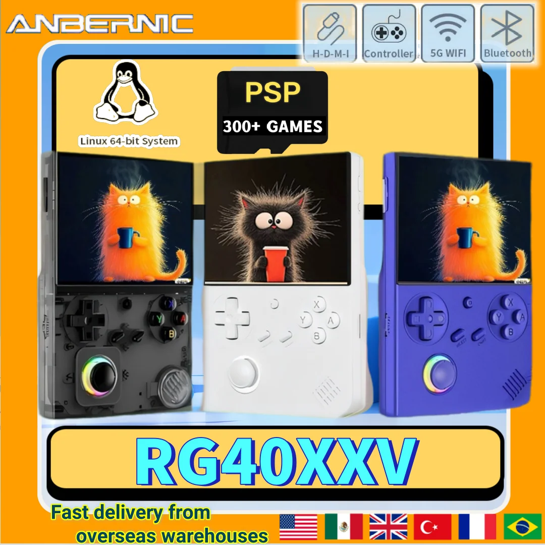 ANBERNIC RG 40XXV Retro Handheld Game Console RG40XXV Video Game Consoles Support Output 5G WiFi  64Bit Linux System 256PSP Game