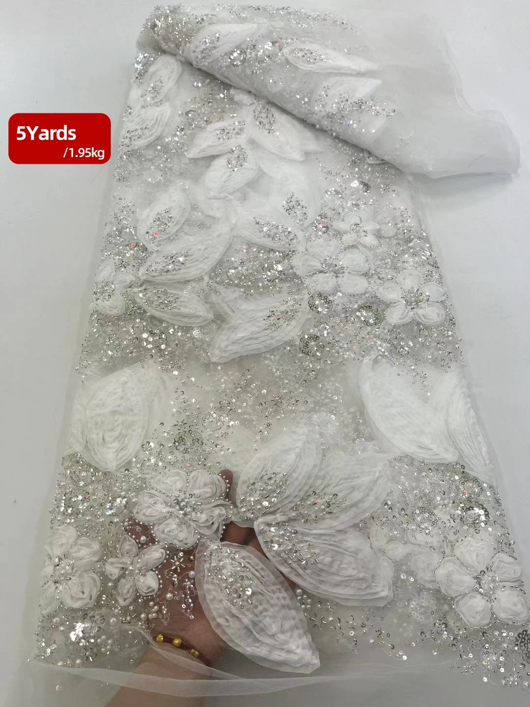 2026Latest Best Quality Elegant Delicate Embroidered Soft Chiffon lace With Lots Beads Fabric For Wedding Evening Dress U_GE2785