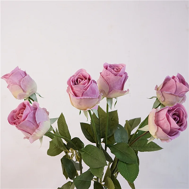 

High-end Artificial Rose Flowers Moisturizing Real Touch Roses Wedding Flower Arrangement Home Fake Flowers Bridal Bouquet 5Pcs