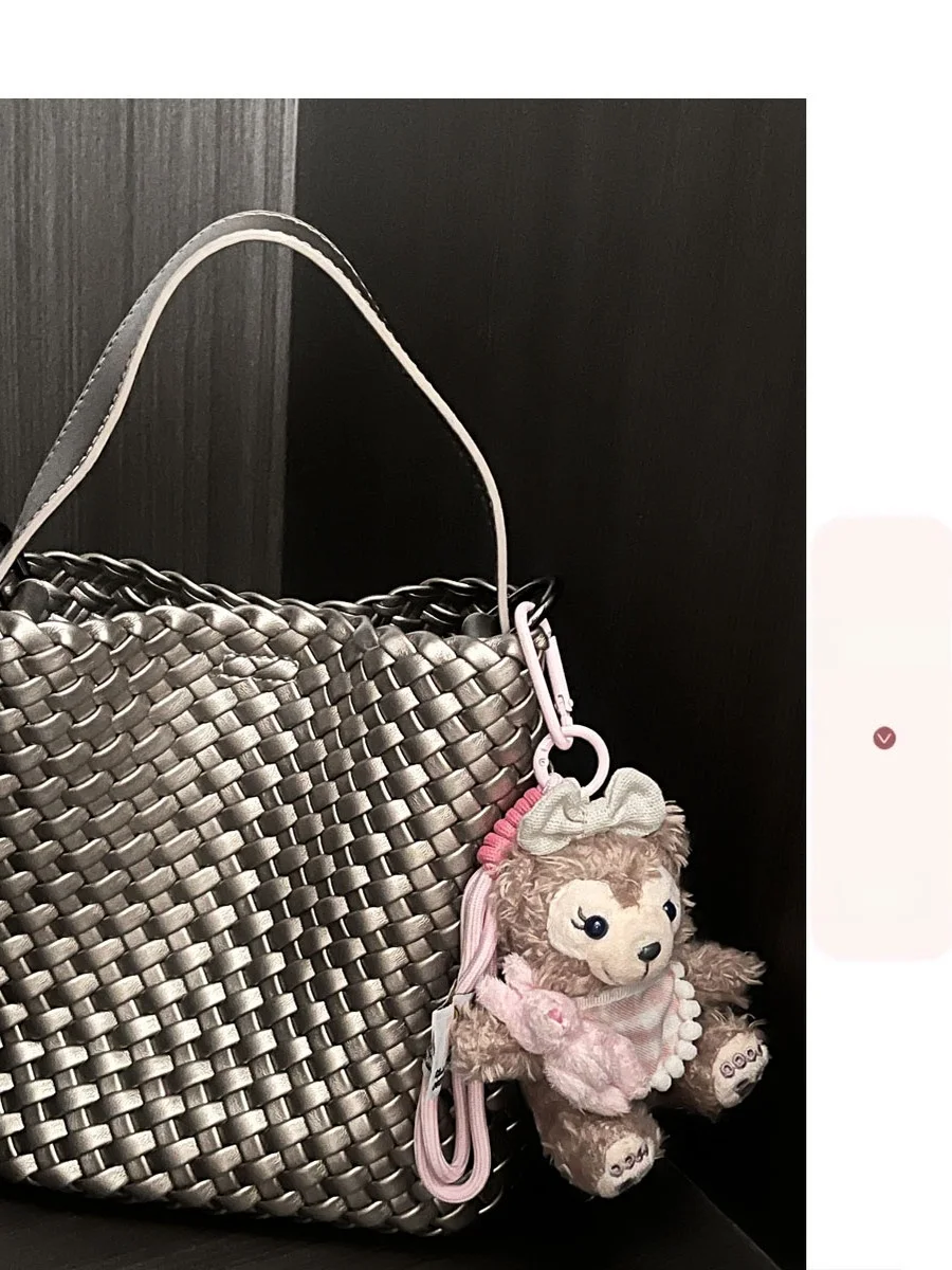 Bolsa Tote de Cor Champagne, Feita à Mão, Bolsa de Ombro Única, Casual, Bolsa Maternidade para Mulheres com F Magnético