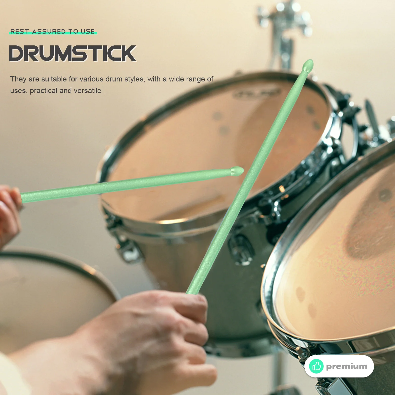 

1Pair Metal Drumsticks Aluminum Alloy Durable Smooth Surface Anti-Slip Grip Instrument Tool Practical