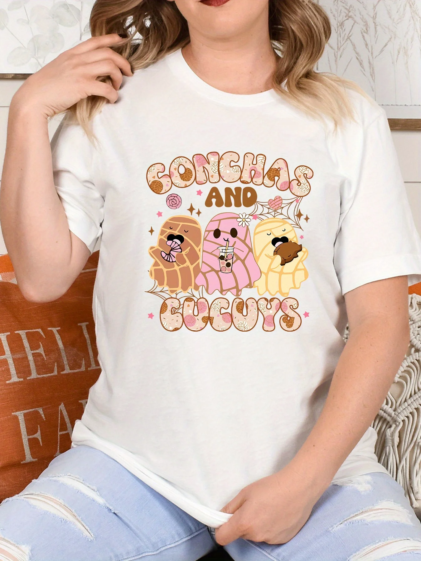 Camisa de fantasma mexicano de Conchas y Cucuys, linda camiseta de fantasma de Halloween, camiseta divertida de moda, camiseta de vibraciones espeluznantes, camisa unisex