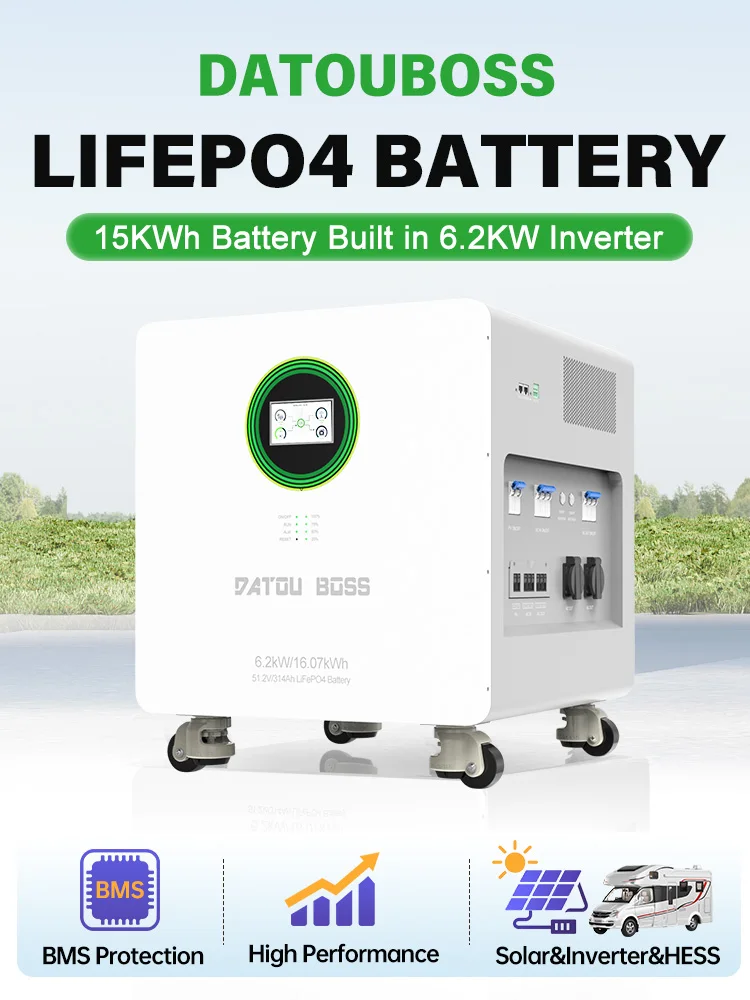 DATOU BOSS 16kWh All-in-One Bateria LiFePO4 z Wbudowanym Hybrydowym Inwerterem 6kW, 51.2V 314Ah, BMS, do Solarnego Systemu Domowego Off-Grid i Zapasowego Zasilania — 2