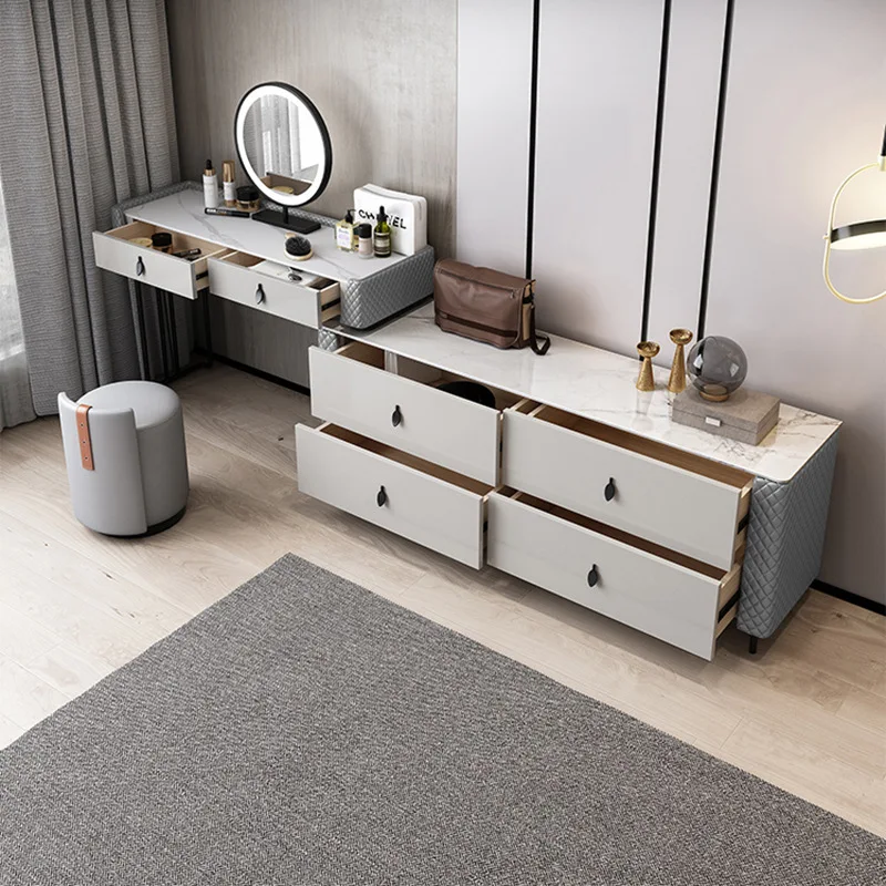 Italian minimalist rock slab dresser storage cabinet integrated Nordic bedroom modern simple dressing table Internet celebrity
