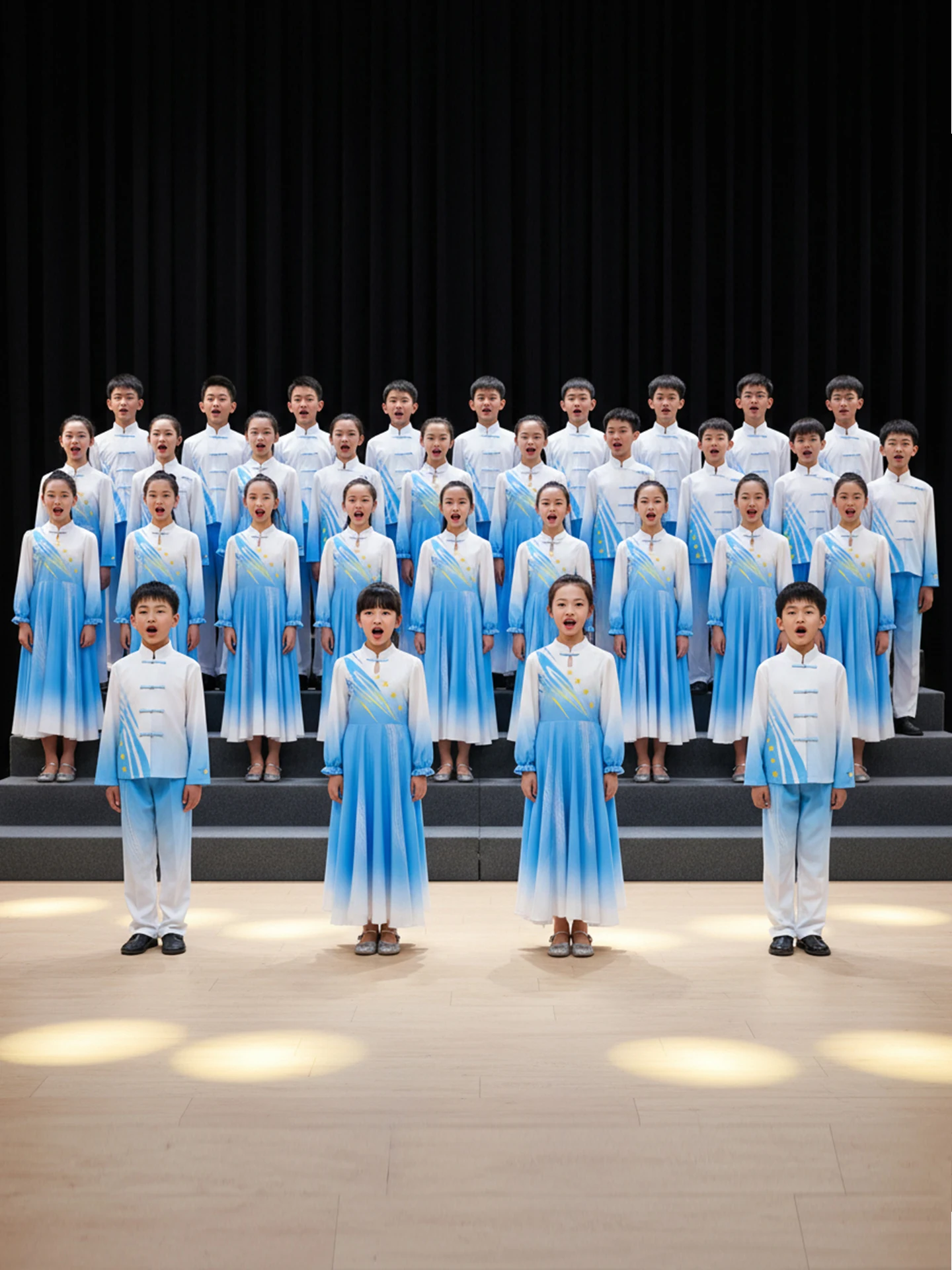 

National Love Chorus Recitation Performance Clothes Blue Primary And High School Girls Traditional Costume Stage Performance ...