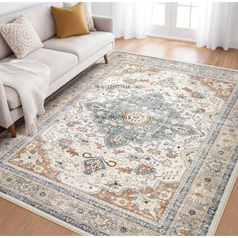 

Beige carpet, vintage soft carpet, non-slip indoor carpet, suitable for bedroom, children's room,playroom, office and restaurant