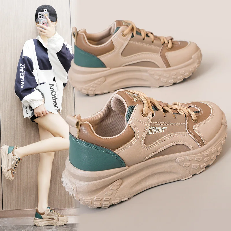 

Casual shoes 2025 new minimalist women's shoes autumn Korean version breathable sports height increasing thick soled board shoes