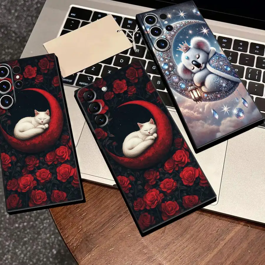 The Sleeping Bear Cat Phone Cover Case for Samsung Galaxy S26 Ultra Note 20 10 S20 FE S24 S22 S21 S23 S25 Plus