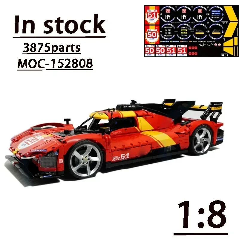 

MOC-152808 New Supercar 499P 1:8 Scale Assembly Stitch Building Blocks Model • 3875 Parts Building Blocks Boy Birthday Present