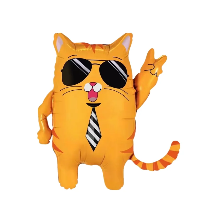 Fashion Sunglasses Cat MEOW Helium Balloon Animal Foil Balloons Birthday Party Decoration Kids Toys Globos Event Party Supplie