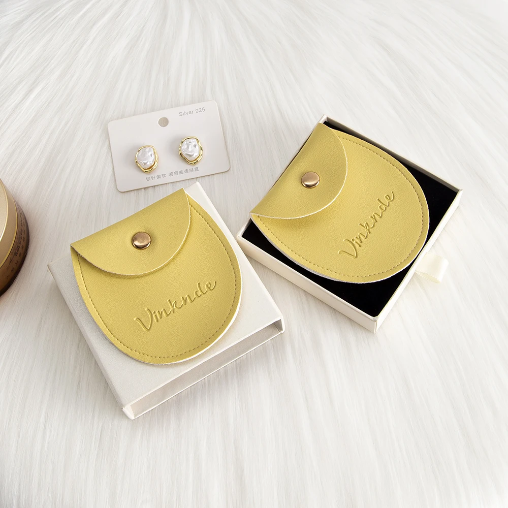 تخصيص بو الجلود البسيطة التعبئة حقيبة حلقة القرط قلادة المفاجئة زر الحقيبة والمجوهرات مع شعار الزفاف عيد الميلاد المنظم #4