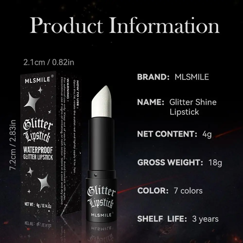 Glitter Lipstick Waterproof Long Lasting Makeup Lipstick with Sparkling Glitter Smooth Formula Highly Pigmented Color