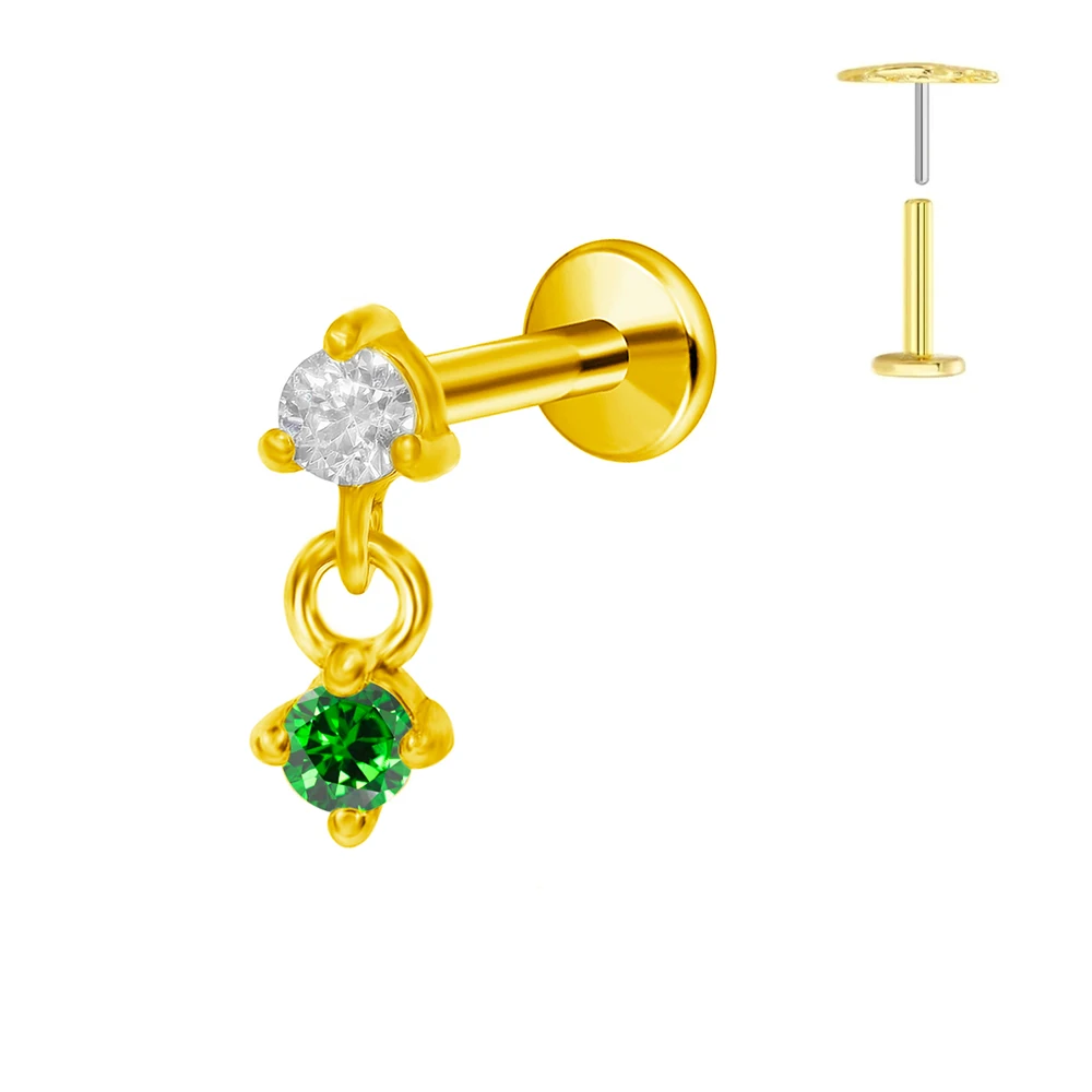 G23 Titanium Water Drop CZ Labret Piercing Earring Stud