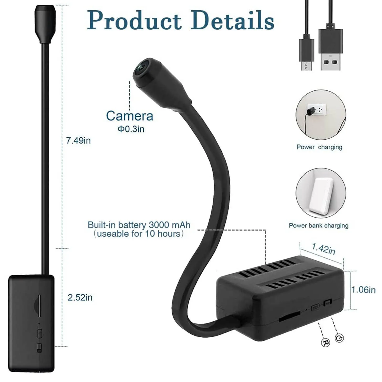 

Мини-камера Wi-Fi HD 1080P X7, мини-камера Wi-Fi для видеонаблюдения с маленьким регулируемым змеевидным объективом для фото и видео, мини-камеры
