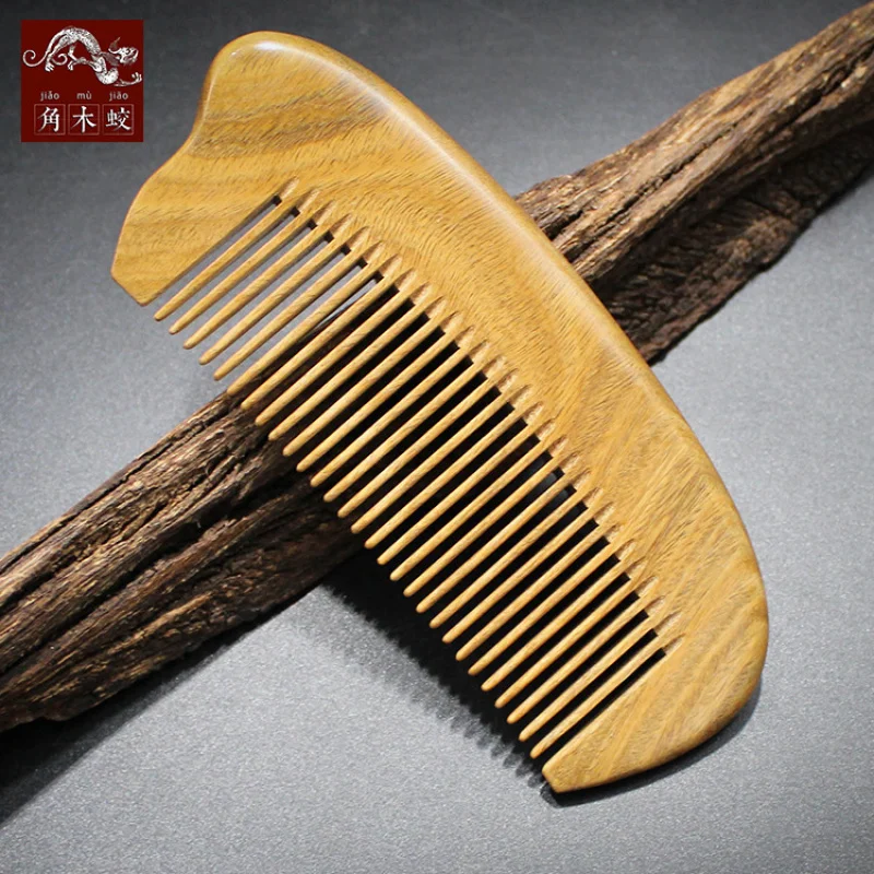 

Green Sandalwood Comb for Massage and Hair Styling, Solid Wood Fine-Toothed Comb