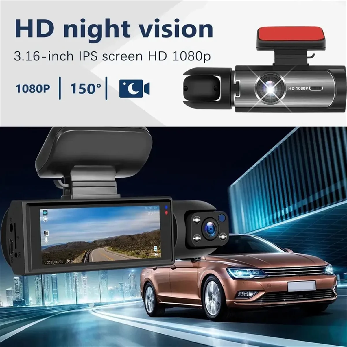 Car Recorder 3MP Car Front+Car+WiFi HD Dual Lens Dual Recording IR Night Vision 3 Meter Car DV Camera Recorder HOT