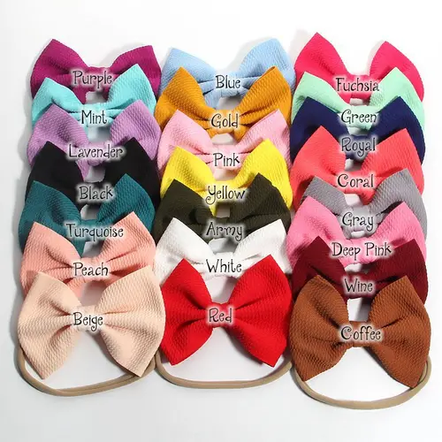 Imagen 2 del producto Diademas Seersucker de 13CM y 5,1 "", lazos para el pelo tipo gofre para mujeres y niñas, accesorios para el cabello con diadema de nailon para niños, bebés y niños pequeños