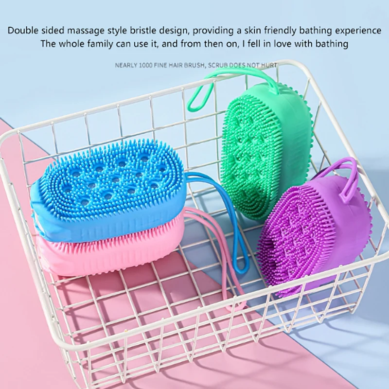 Siliconen Scrubber Douche Exfoliërende Scrub Spons Bubbelbad Borstel Massager Huid Reiniger Pad Badkamer Accessoires