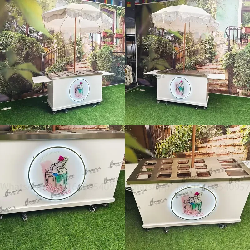 Custom Metal Candy Cart Mobile Food Cart Portable Street Collapsible Food Cart on Wheels