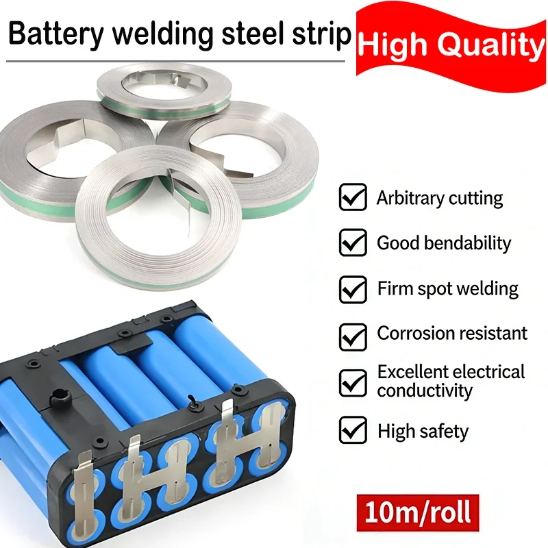 Bande d'acier nickelée 10M/rouleau 0.1/0.12/0.15/0.2mm, feuille de nickel pour batterie 18650, connecteur de soudure par points pour pack de batteries au lithium