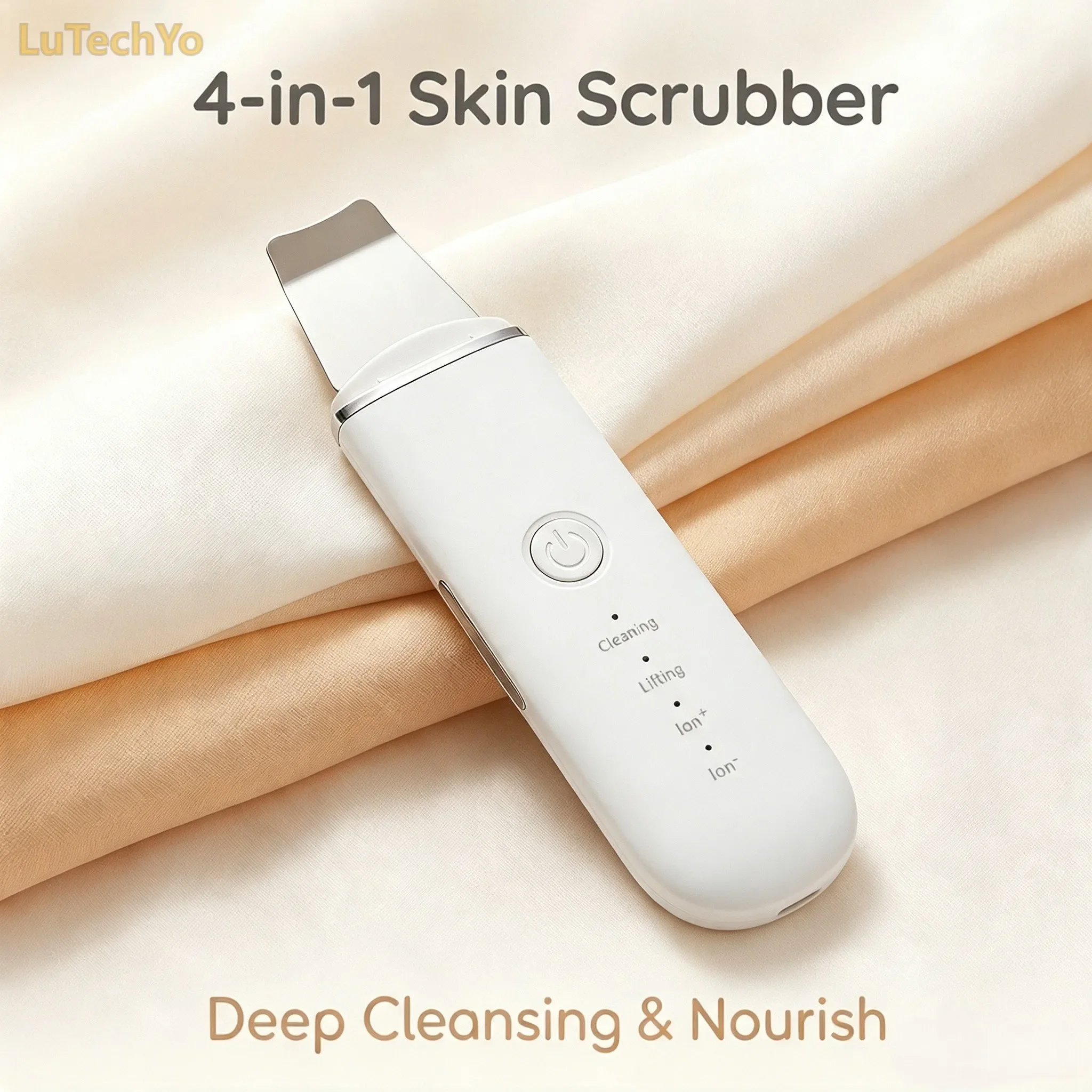 LuTechYo Ultrasonic Cleaner Face Scrubbers Black Dots Blackhead Sebaceous Remover Ultrasound Spatula Facial Scraper Home Devices
